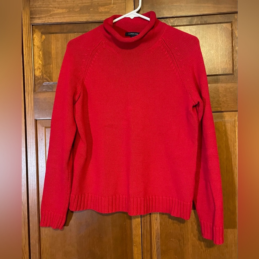 Land's End Cowl Neck red sweater